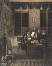 Interior with a Man Reading at His Desk